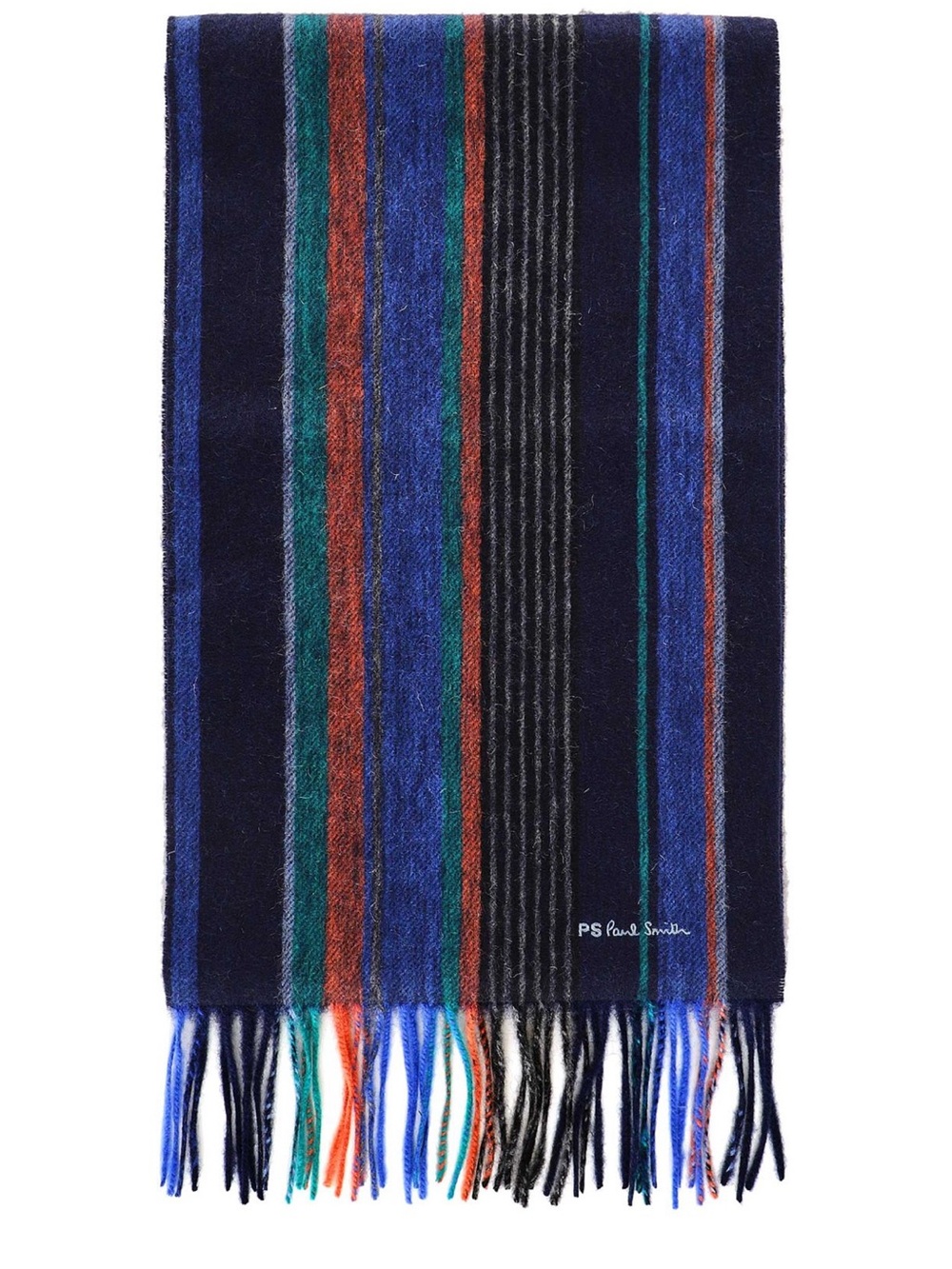 NWT Paul Smith Lambswool Trent Stripe Scarf Blue - Brand New